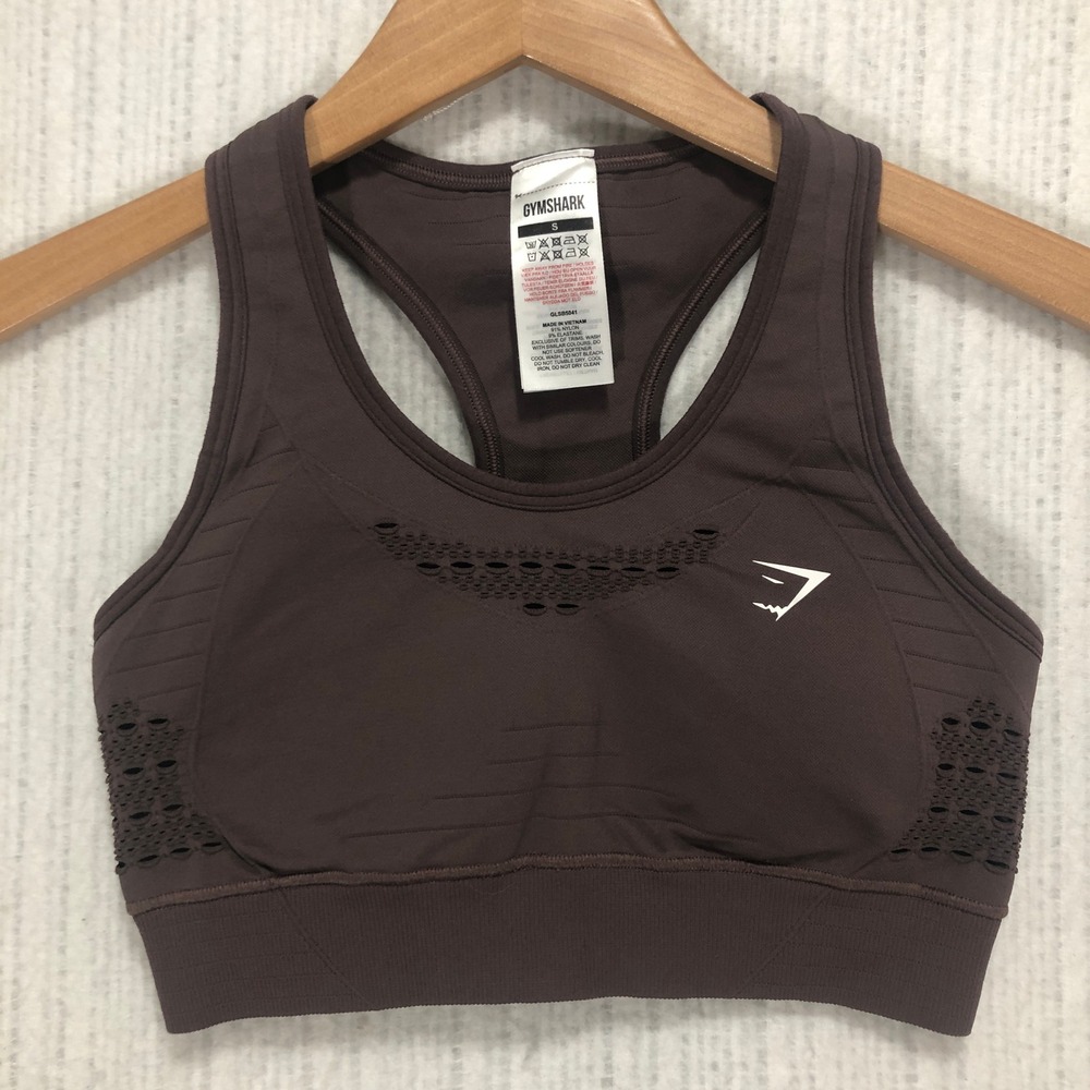 Gymshark Energy+ Seamless Sports Bra Brown Racerback GLSB5041 Womens Small
